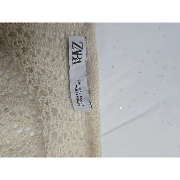 Zara Cream Crochet Knit Tank Top Festival Boho Sleeveless Size Large - Picture 3 of 12
